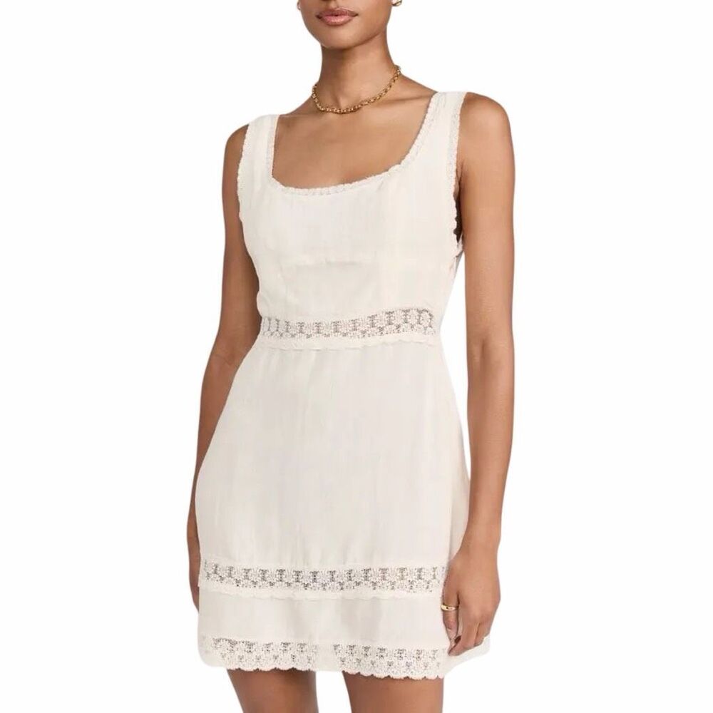 RIXO Ronan Mini Dress - Size Medium - Cream